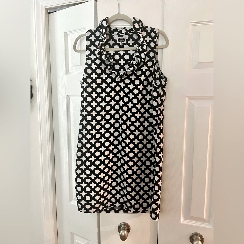 Mud Pie Whitney Ruffle Geometric Print Shift Dress